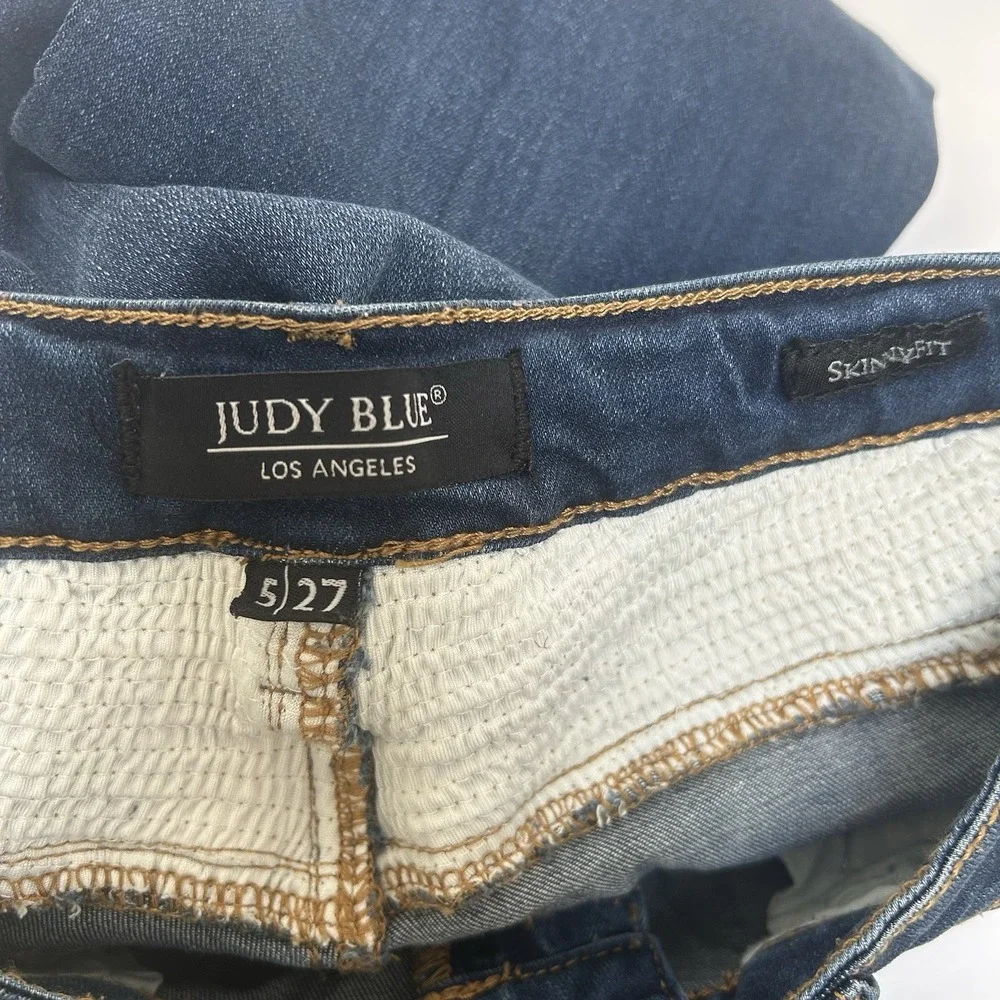 Judy Blue Skinny Fit Mid-Rise Moto Distressed Jeans Size 5/27 Style‎ #8469
